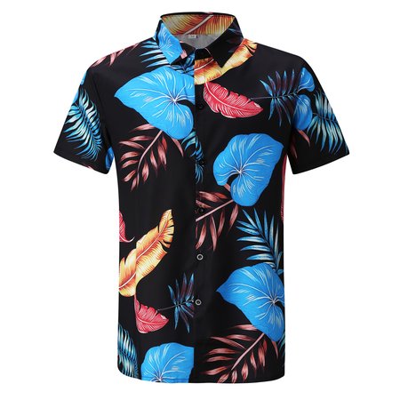 

Men's Casual Hawaiian Short Sleeve Shirt, Color2, Men's Floral shirt