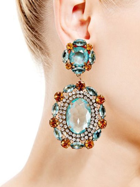 

Bohemian Crop-shaped Crystal Stud Earrings, As picture, Earrings