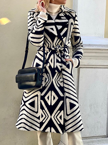 

Plus size Boho Printed Casual Outerwear, As picture, Outerwear