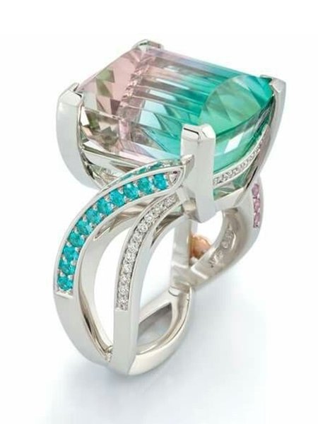 

Gradient Square Zircon Ring, As picture, Rings