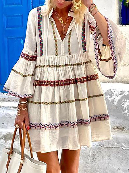 

Plus size Boho Casual Mini Dresses, Multicolor, Mini Dresses