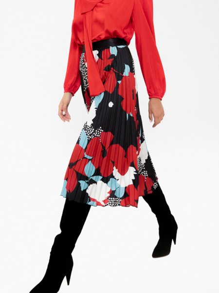 

Lady Regular Fit Floral Skirt, Multicolor, Midi Skirts