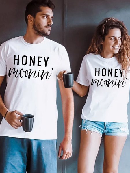 

Honeymoonin' Just Married Honeymoon Vacation Couple T-Shirts, White, Couple T-shirts