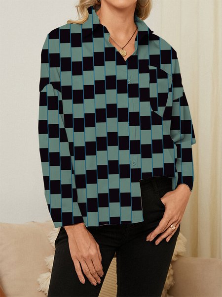 

Geometric feature print showing temperament design ladies shirt, Multicolor, Shirts & Blouses
