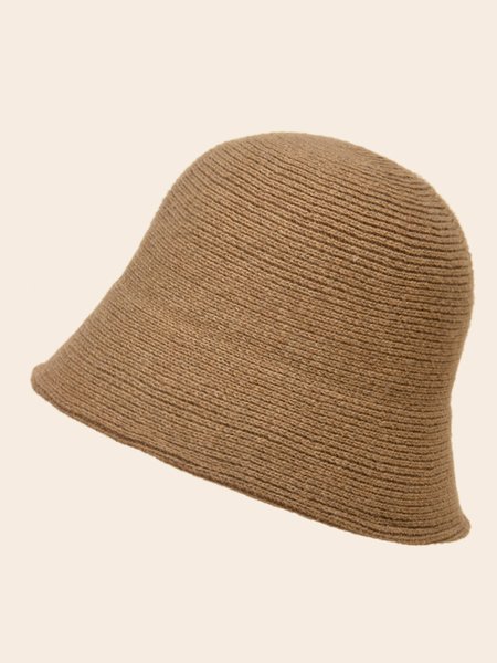 

Solid Color Knitting Bucket Hat, Caramel, Hats & Headwear