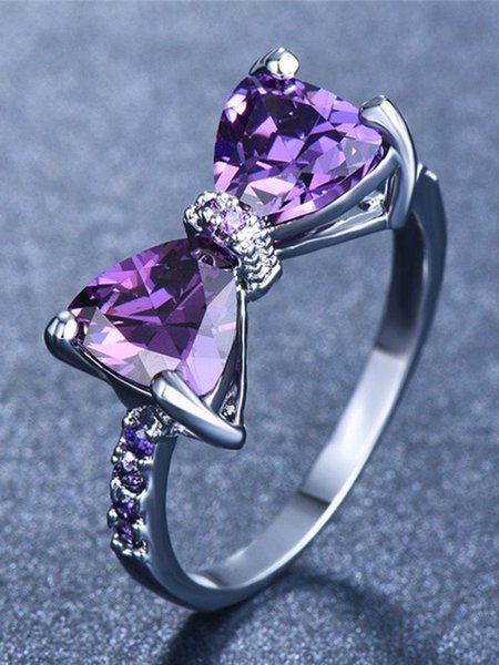 

Bow Knot Crystal Zircon Ring, As picture, Rings