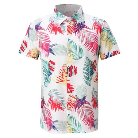 

Men's Casual Hawaiian Short Sleeve Shirt, Color5, Men's Floral shirt