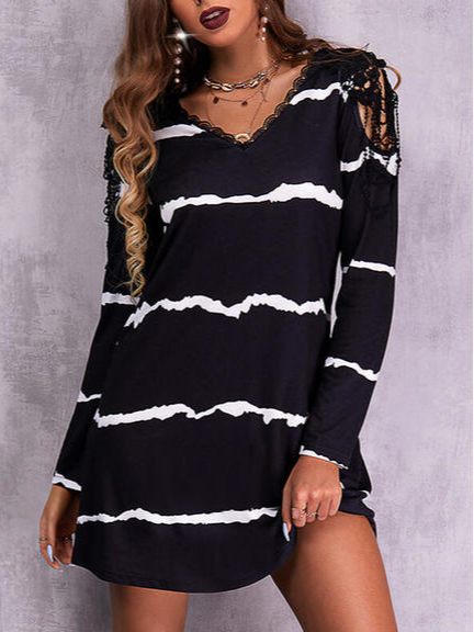 

Loosen Casual Cotton Blends Dresses, Black, Mini Dresses