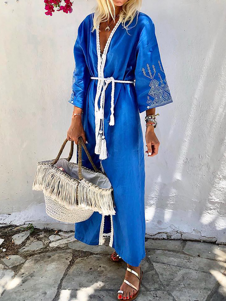 

Plus size Holiday Boho Dresses, Blue, Maxi Dresses
