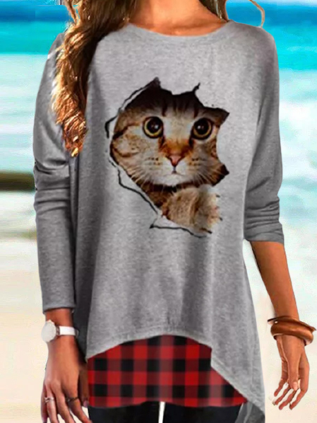 

Animal Crew Neck Regular Fit Shirts & Tops, Gray, Tops