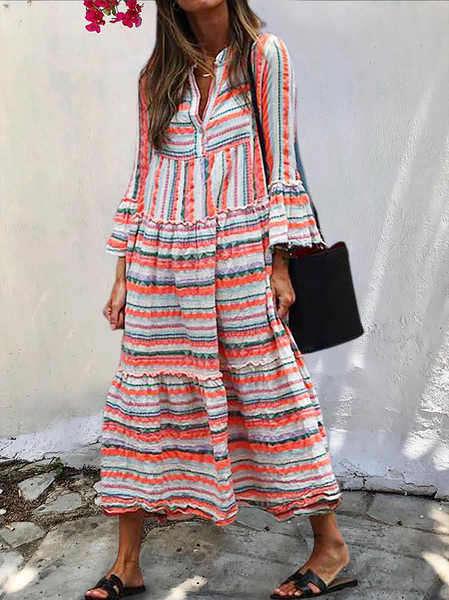 

Plus size Boho Holiday Dresses, Multicolor, Maxi Dresses