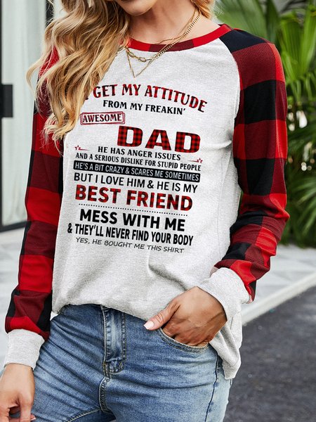 

I Get A Awesome Dad Print Crew Neck Tops, White, Hoodies&Sweatshirts