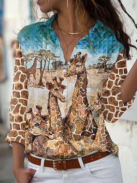 

Cute Cat Pattern Crew Neck Shirts & Tops, Multicolor, Tops