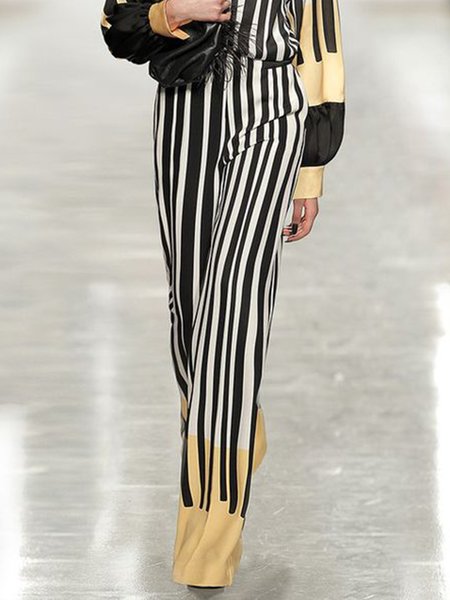 

Daily Striped Straight Leg Color Block Pants, Stripe, Straight Leg Pants