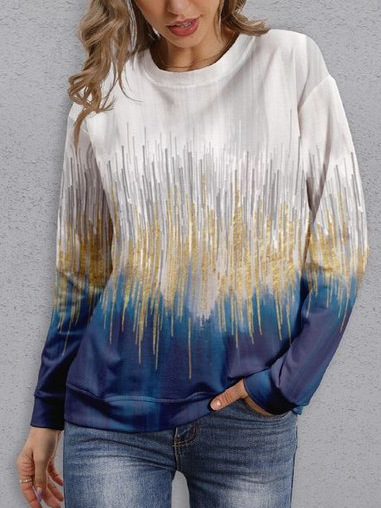 

Loosen Ombre Cotton Blends Sweatshirts, Multicolor, Sweatshirts & Hoodies