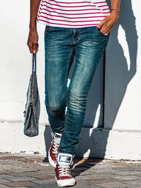 

Casual Fit Mid Rise Denim Trousers, Blue, Jeans