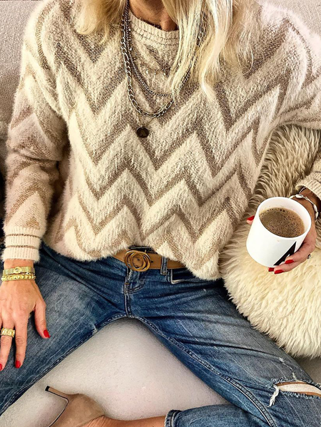 

Plus size Casual Striped Sweater, Multicolor, Knitwear & Sweaters
