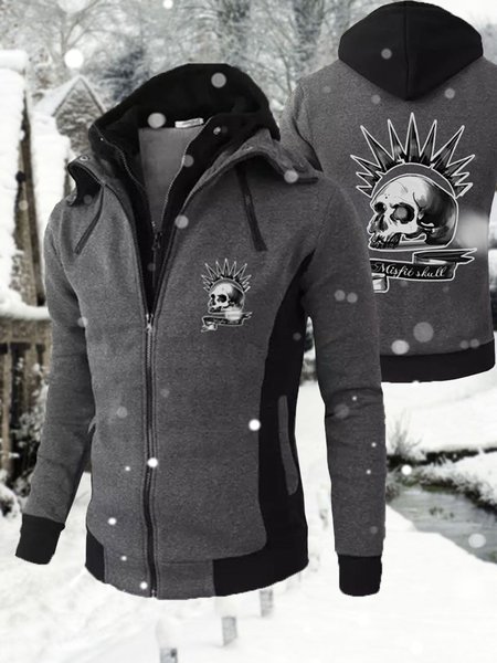 

Men's Skull Pattern Hooded Sweatshirt Jacket, 3#, Outerwear