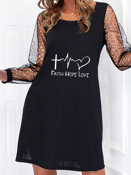 

U-Neck Loosen Dresses, Black, Mini Dresses