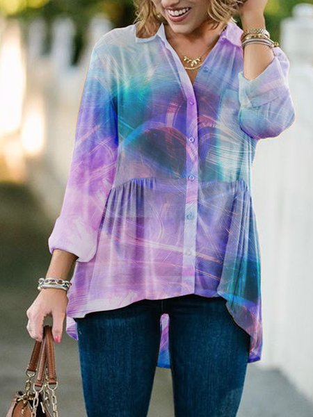 

Gradient color printing new style blouse long sleeve design shirt, Multicolor, Shirts & Blouses