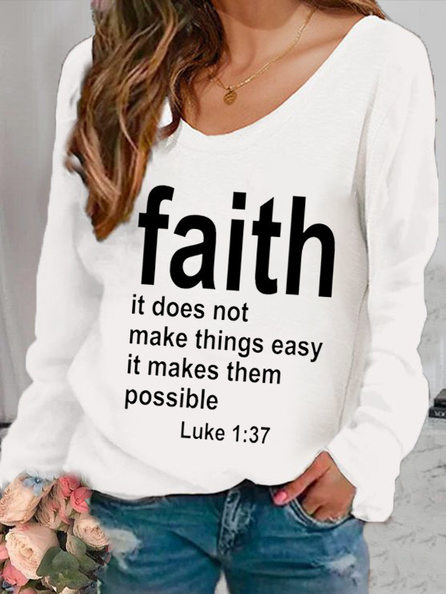 

Casual Letter T-shirt, White, Tops
