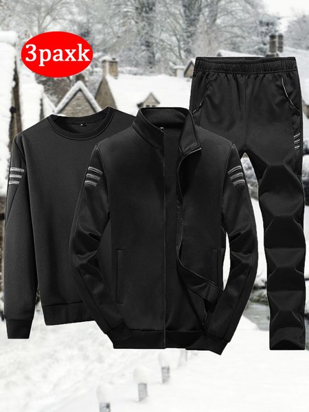 

Men's Black Casual Sports Suit, Two-pieces