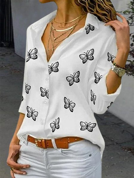 

Loosen Butterfly Sweet Shirts & Tops, White, Blouses & Shirts