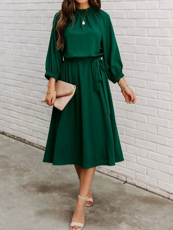 

Plain Regular Fit Lady Dresses, Darkgreen, Casual Dresses