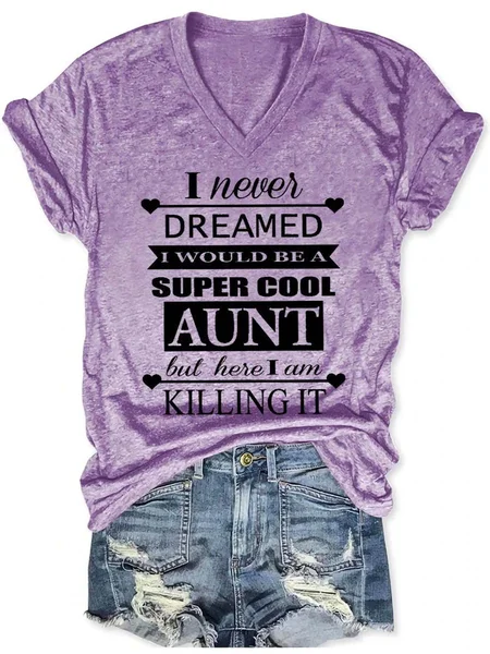 

Super Cool Aunt Casual V Neck T-shirt, Purple, T-shirts