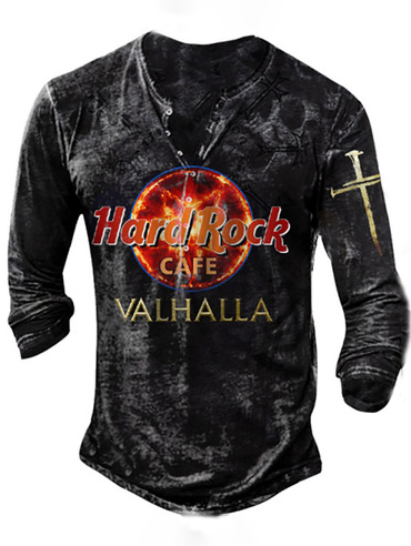 

Casual Round Neck Short-sleeved Digital Rock Alphabet Print Slim-fit Pullover Men's T-shirt, As picture, T-shirt