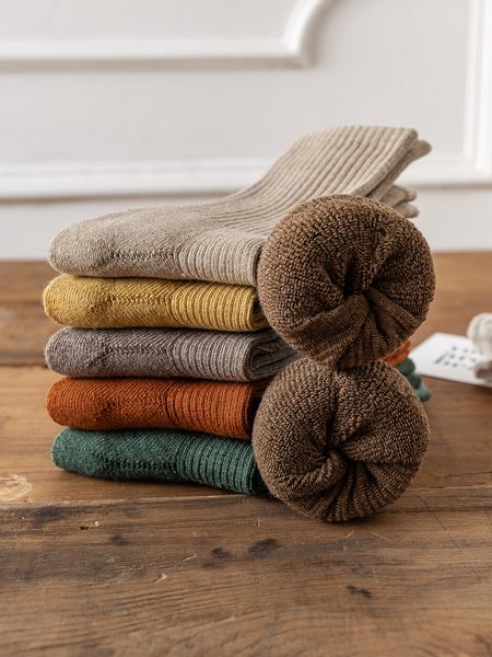 

Plain Thick Warm Cotton Socks 10 Piece Set, As picture, Socks