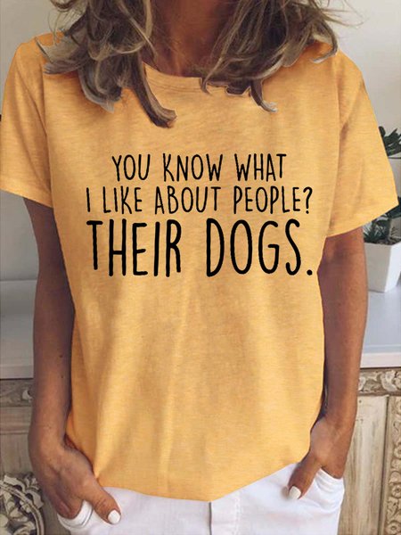 

Funny Dog Casual Cotton Blends Tops, Yellow, T-shirts