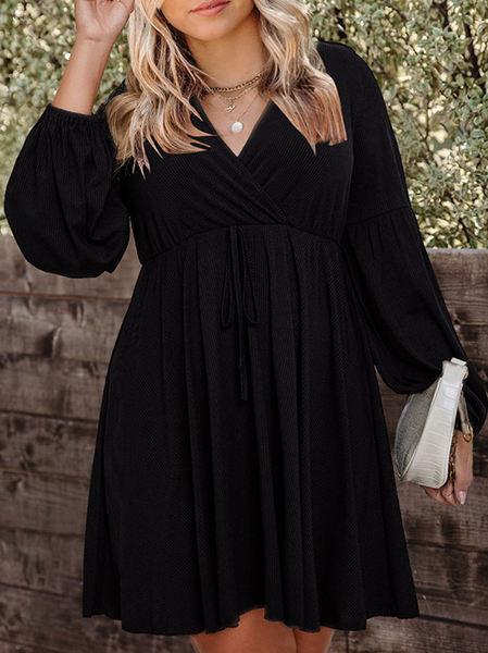 

Casual Cross Front Oversize Soft knit Knitting Dress, Black, Mini Dresses