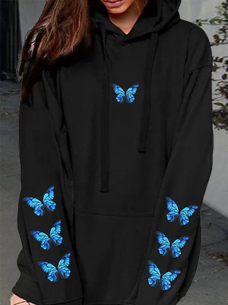 

V Neck Floral Loosen Shirts & Tops, Black, Shirts & Blouses