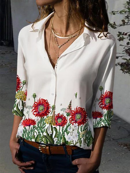 

Loosen Vintage V Neck Tops, White, Blouses & Shirts