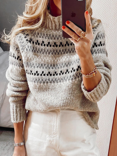 

Plus size Casual Long Sleeve Sweater, Gray, Knitwear & Sweaters