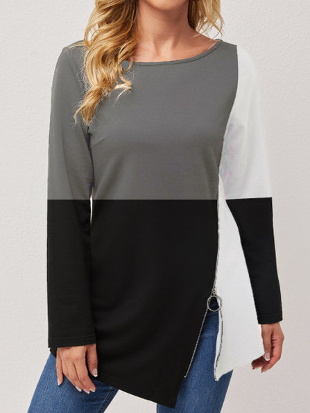 

Crew Neck Geometric Casual Shirts & Tops, Multicolor, Tops