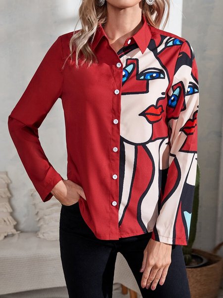 

New abstract print spring casual and comfortable design ladies shirt, Multicolor, Shirts & Blouses