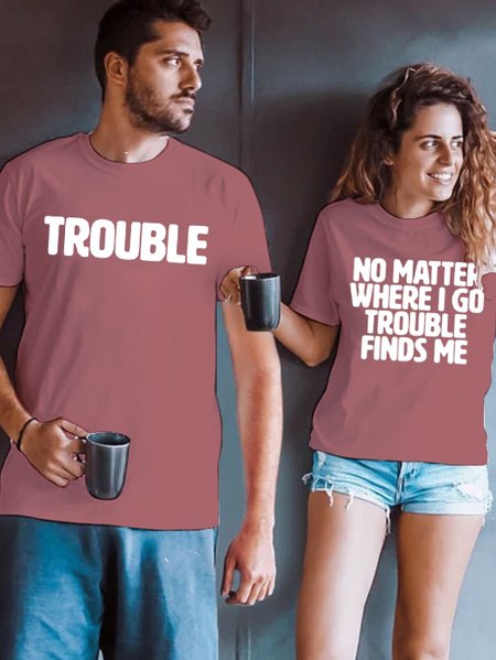 

Valentine's day funny couple cotton T-shirt, Pink, Couple T-shirts