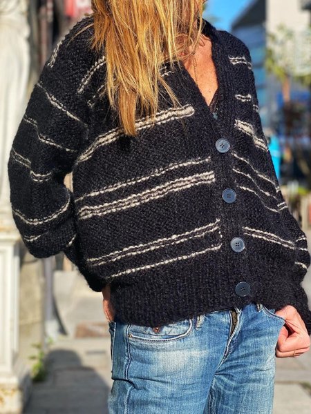 

Casual Long Sleeve Plus Size Outwear Cardigan, Black, Cardigans
