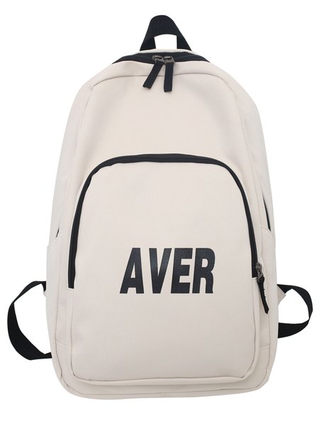 

Korean Fashion Letter AVER Couple Sports Backpack, White, Women's Bags