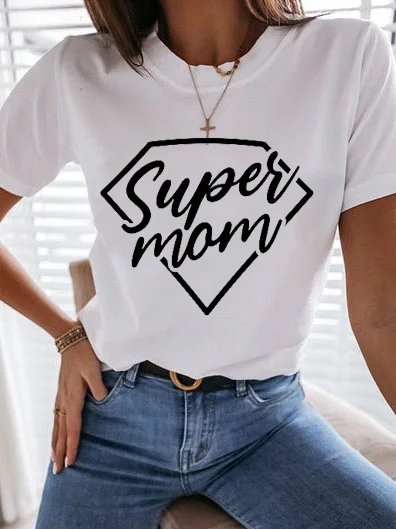 

Super Mom & Super Dad Crew Neck Couple T-Shirts, White, Couple T-shirts
