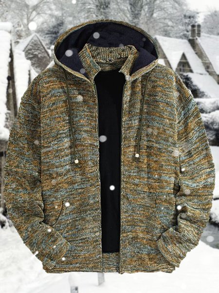 

Men's Casual Loose Hooded Sweater Coat, Green, Outerwear
