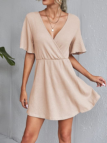 

Casual Cotton Blends Dresses, Apricot, Mini Dresses