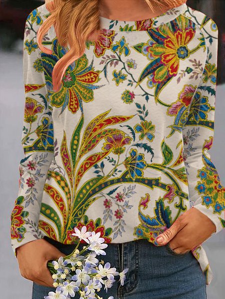 

Floral Vacation Loosen Shirts & Tops, Multicolor, Tops