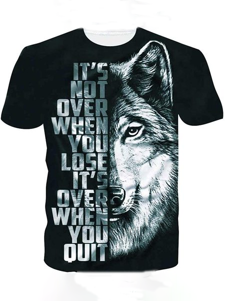 

3D Digital Animal Series Printed Street Fashion Men's Sports Short-sleeved T-shirt, T-shirt