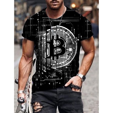 

Casual round neck sci-fi virtual currency printed pullover men's T-shirt, 11#, T-shirt