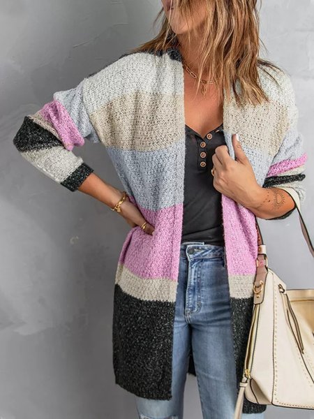 

Casual Long Sleeve Plus Size Outwear Cardigan, Multicolor, Cardigans