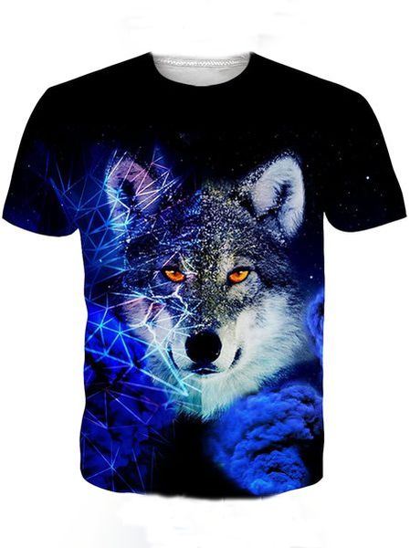 

3D Digital Animal Series Printed Street Fashion Men's Sports Short-sleeved T-shirt, T-shirt
