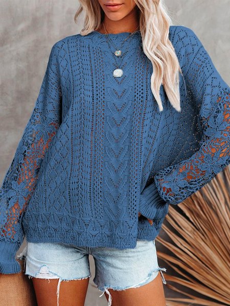 

Yarn/Wool Yarn Casual Sweater, Blue, Knitwear & Sweaters